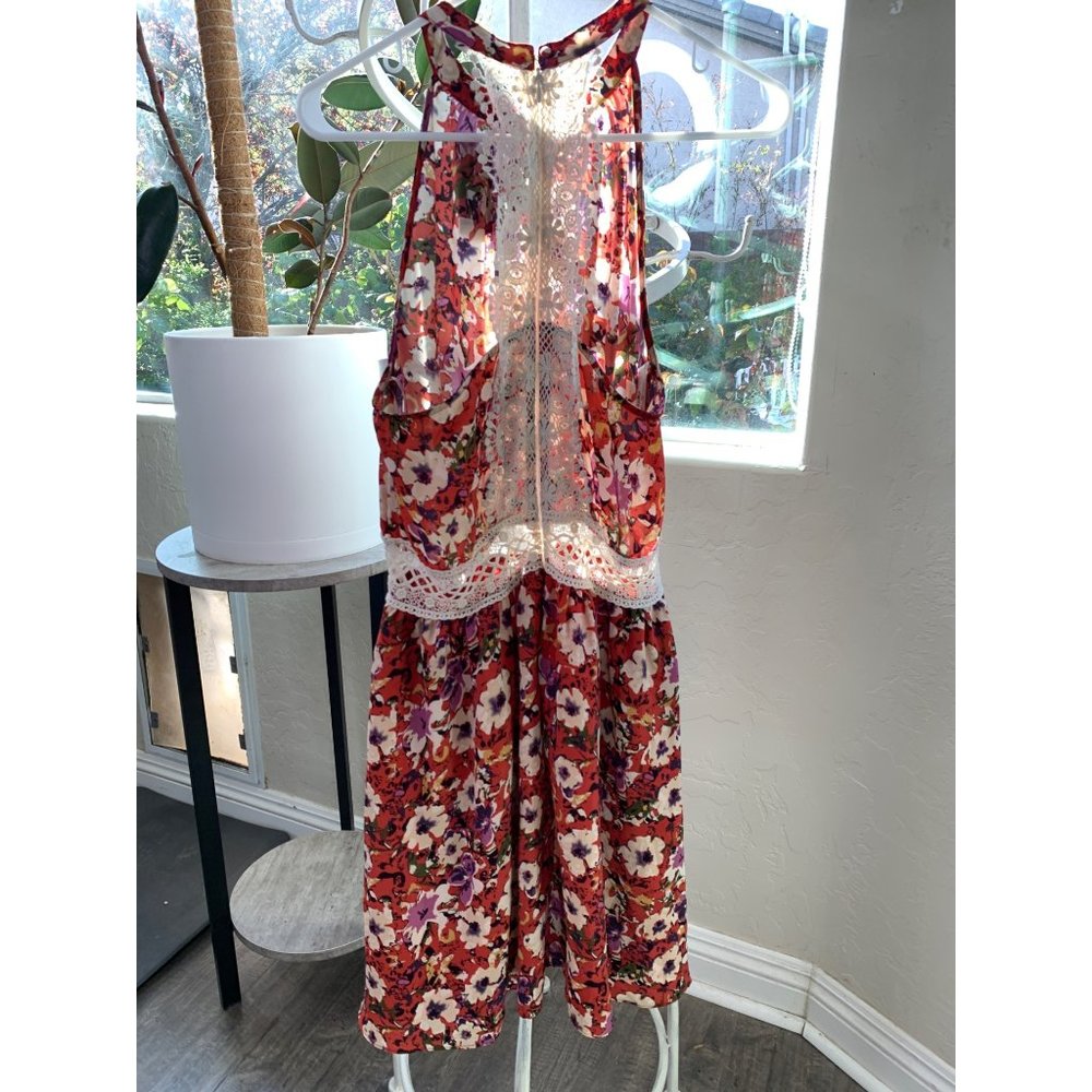 NWT Miss Me Floral Halter Blousen Dress Crochet Sz Large 6741 Spring Summer - Picture 14 of 14